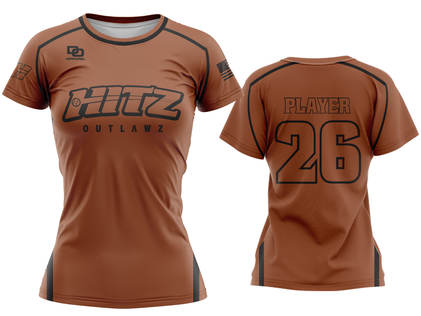 Custom Womens Crew Jersey - Texas Orange/Black