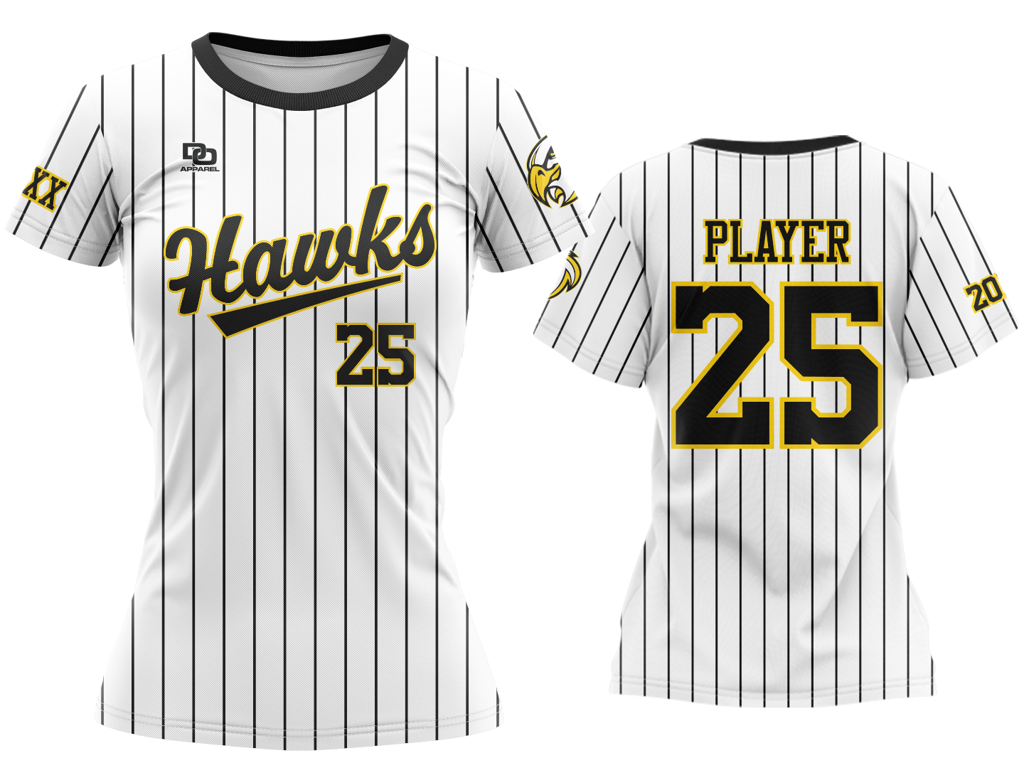 Custom Womens Crew Jersey - White Pinstripe