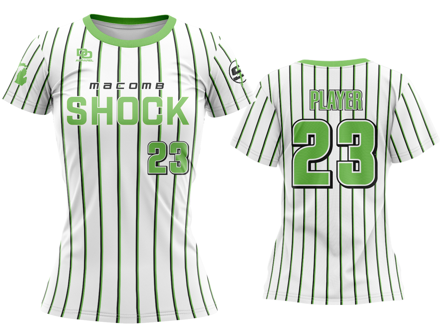 Custom Womens Crew Jersey - White Pinstripe