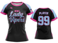 Custom Womens Crew Jersey - Black/Columbia