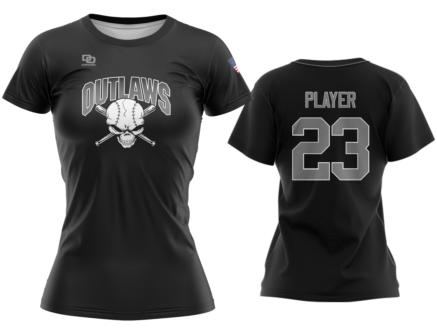 Custom Womens Crew Jersey - Black Retro