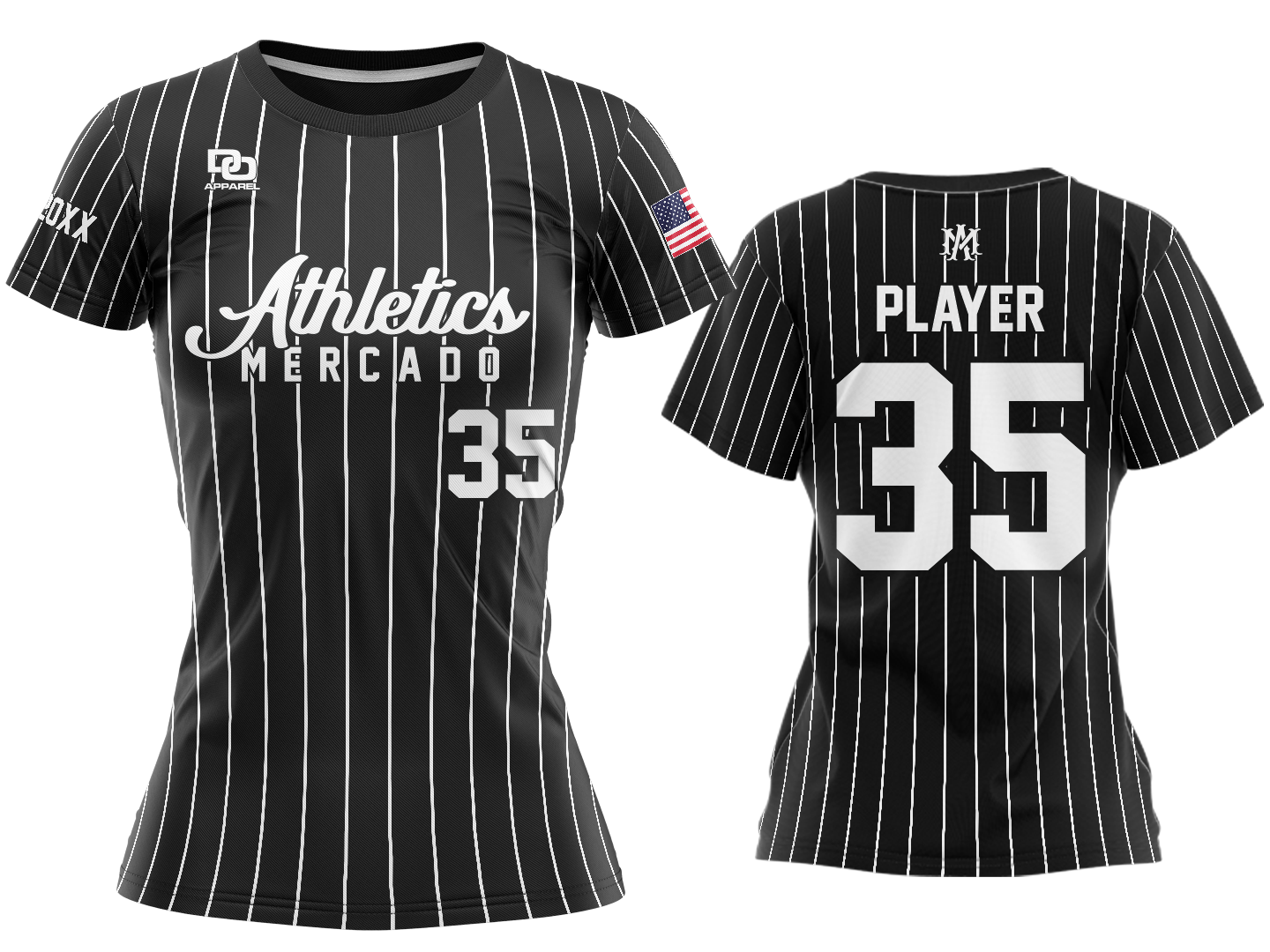 Custom Crew Jersey - Black Pinstripe