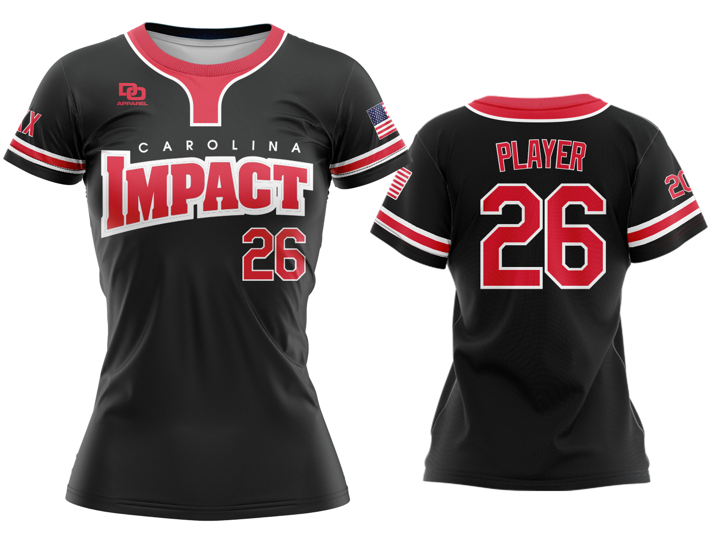 Custom Womens Crew Jersey - Black