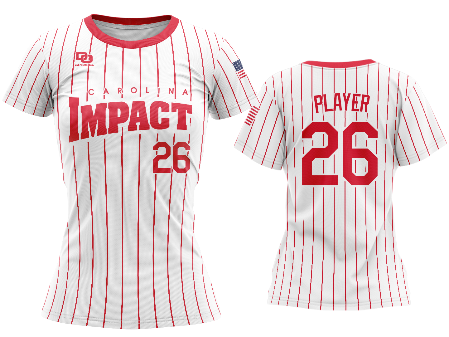 Custom Womens Crew Jersey - White Pinstripe