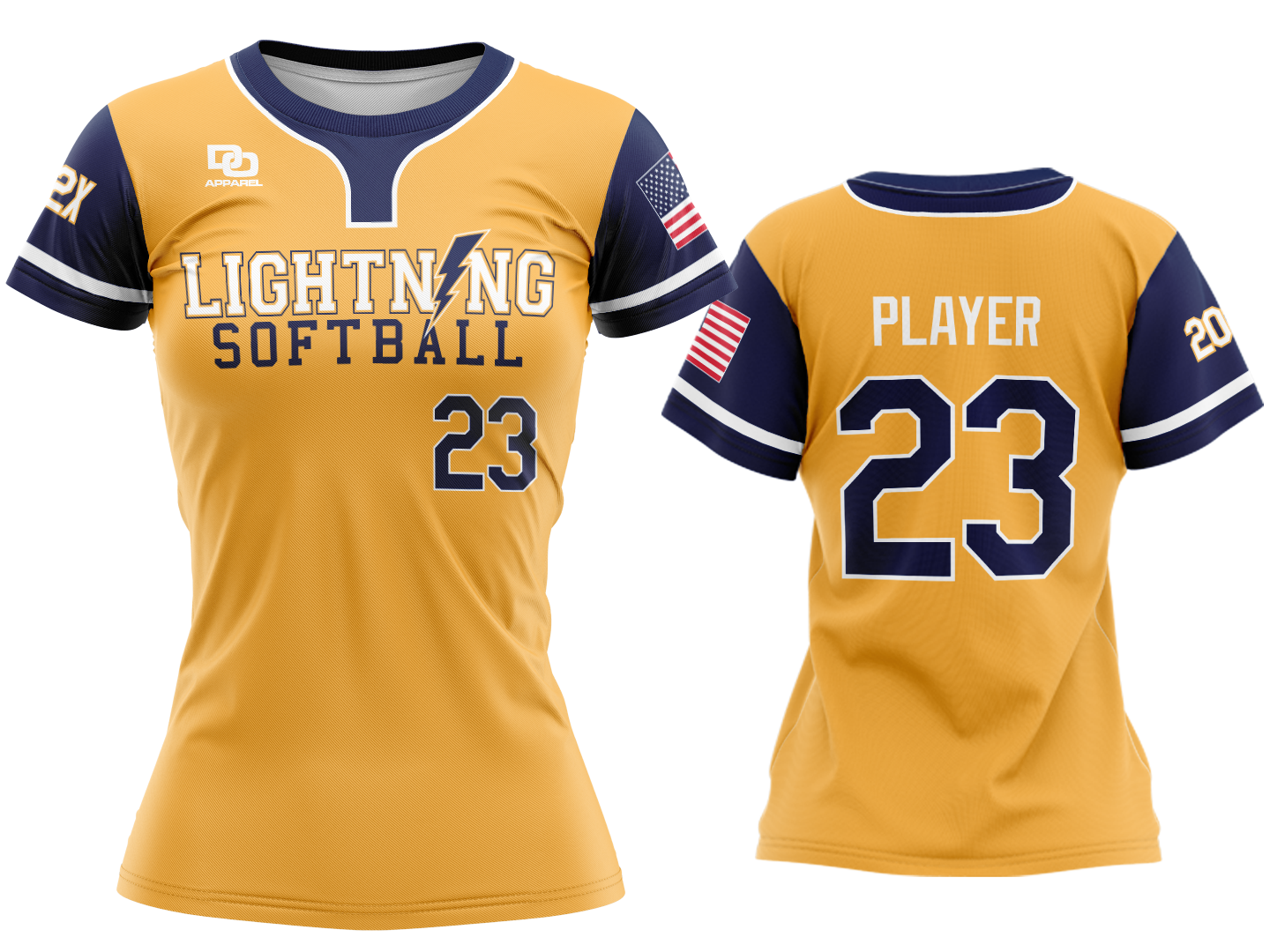 Custom Womens Crew Jersey - GA Gold/Navy