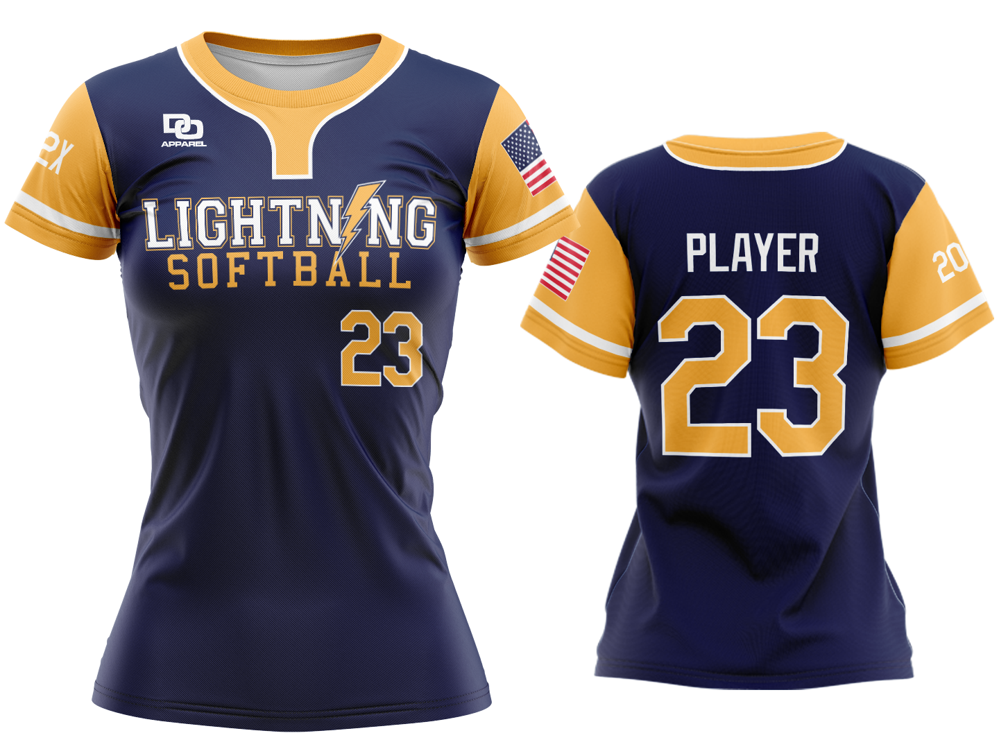 Custom Womens Crew Jersey - GA Navy/Gold 2