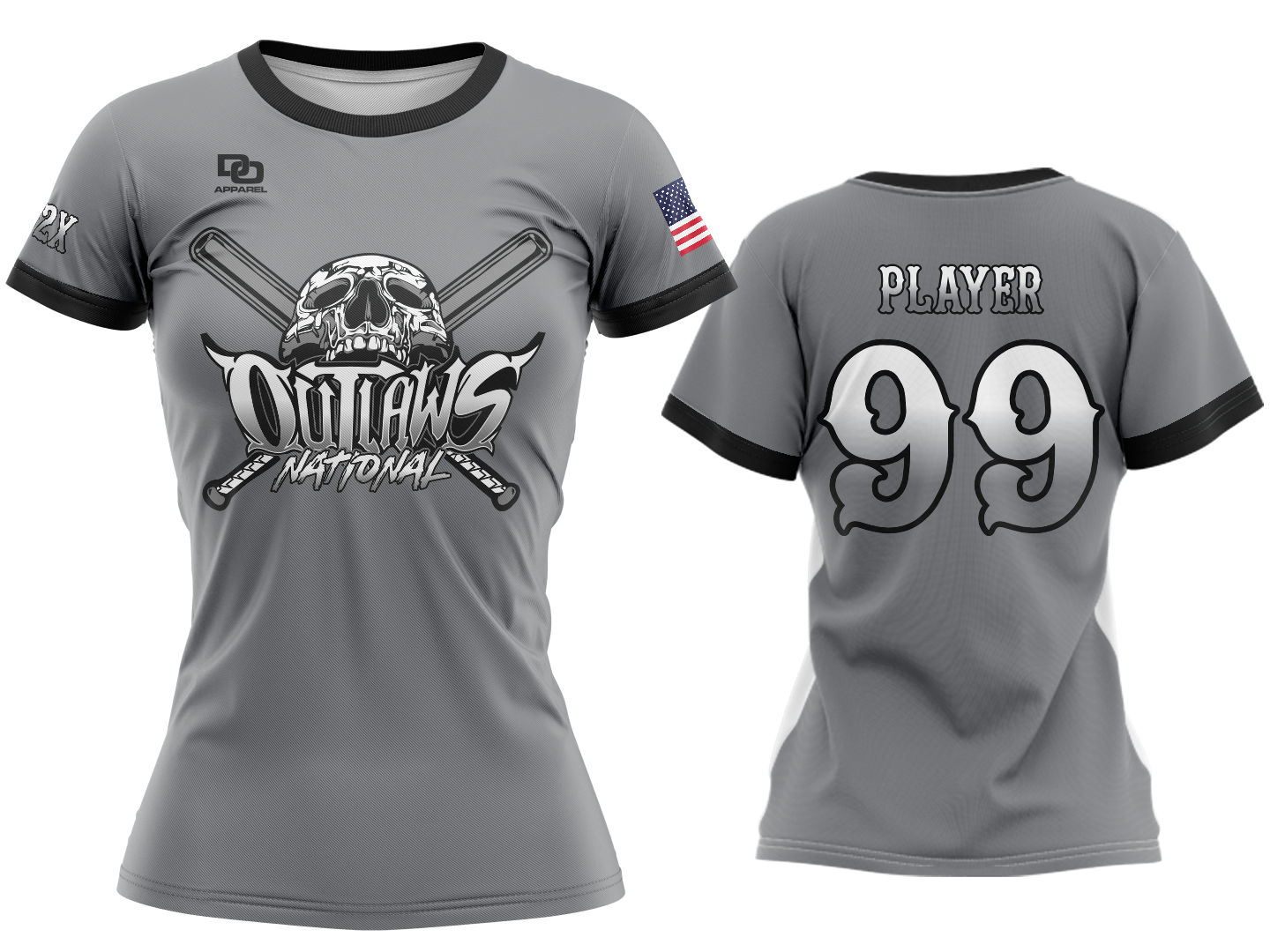 Custom Womens Crew Jersey - Charcoal National