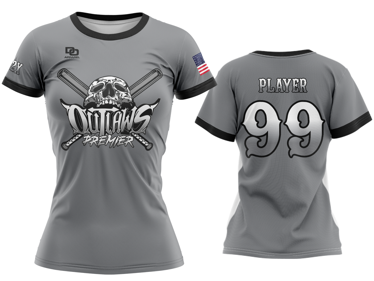 Custom Womens Crew Jersey - Charcoal Premier