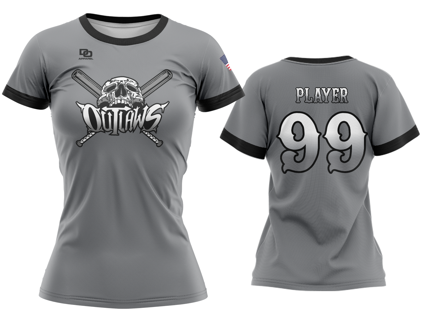 Custom Womens Crew Jersey - Charcoal Regional