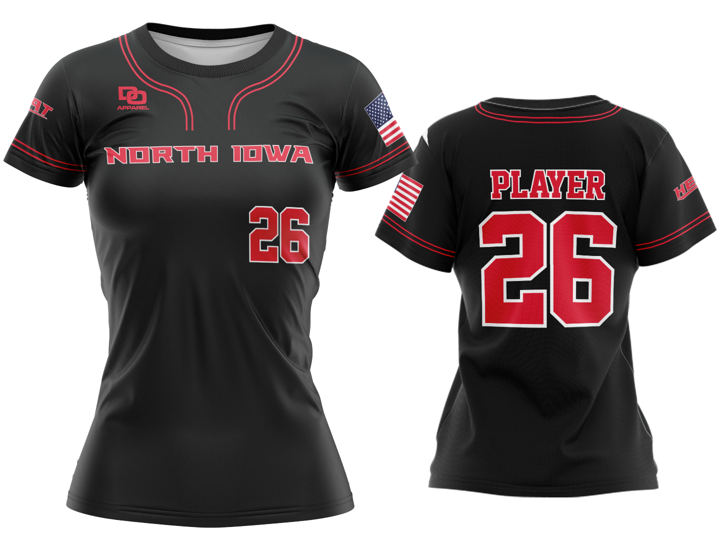 Custom Womens Crew Jersey - Black