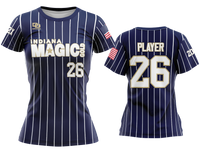Custom Womens Crew Jersey - Navy Pinstripe