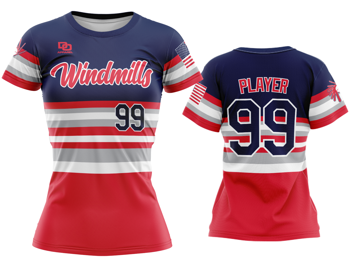 Custom Crew Jersey - Navy/Red
