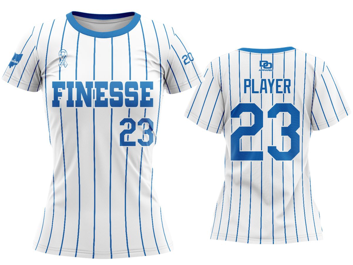 Custom Womens Crew Jersey - OH White Pinstripe