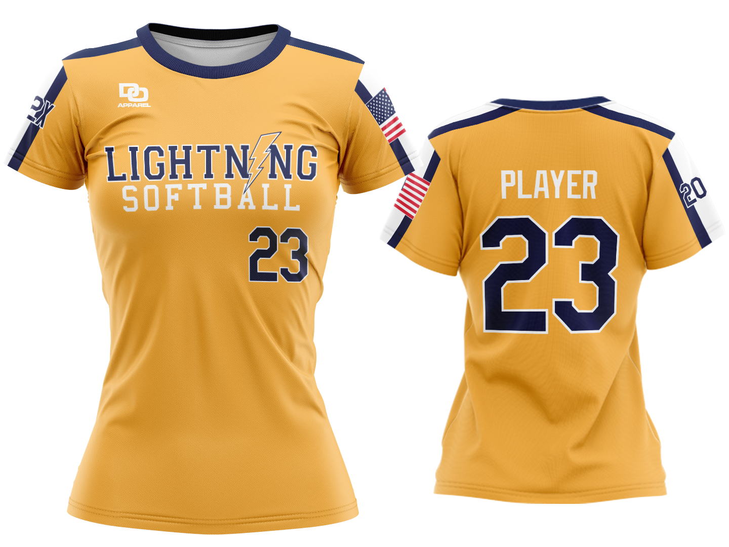 Custom Womens Crew Jersey - Gold OK3