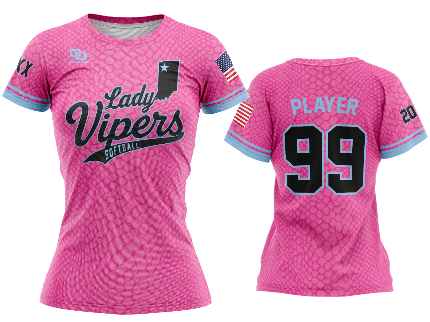 Custom Womens Crew Jersey - Pink Scales