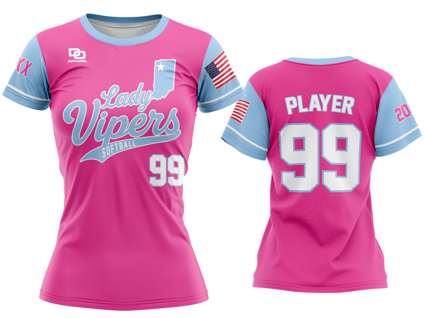 Custom Womens Crew Jersey - Pink
