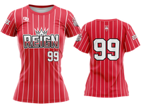 Custom Womens Crew Jersey - Red Pinstripe