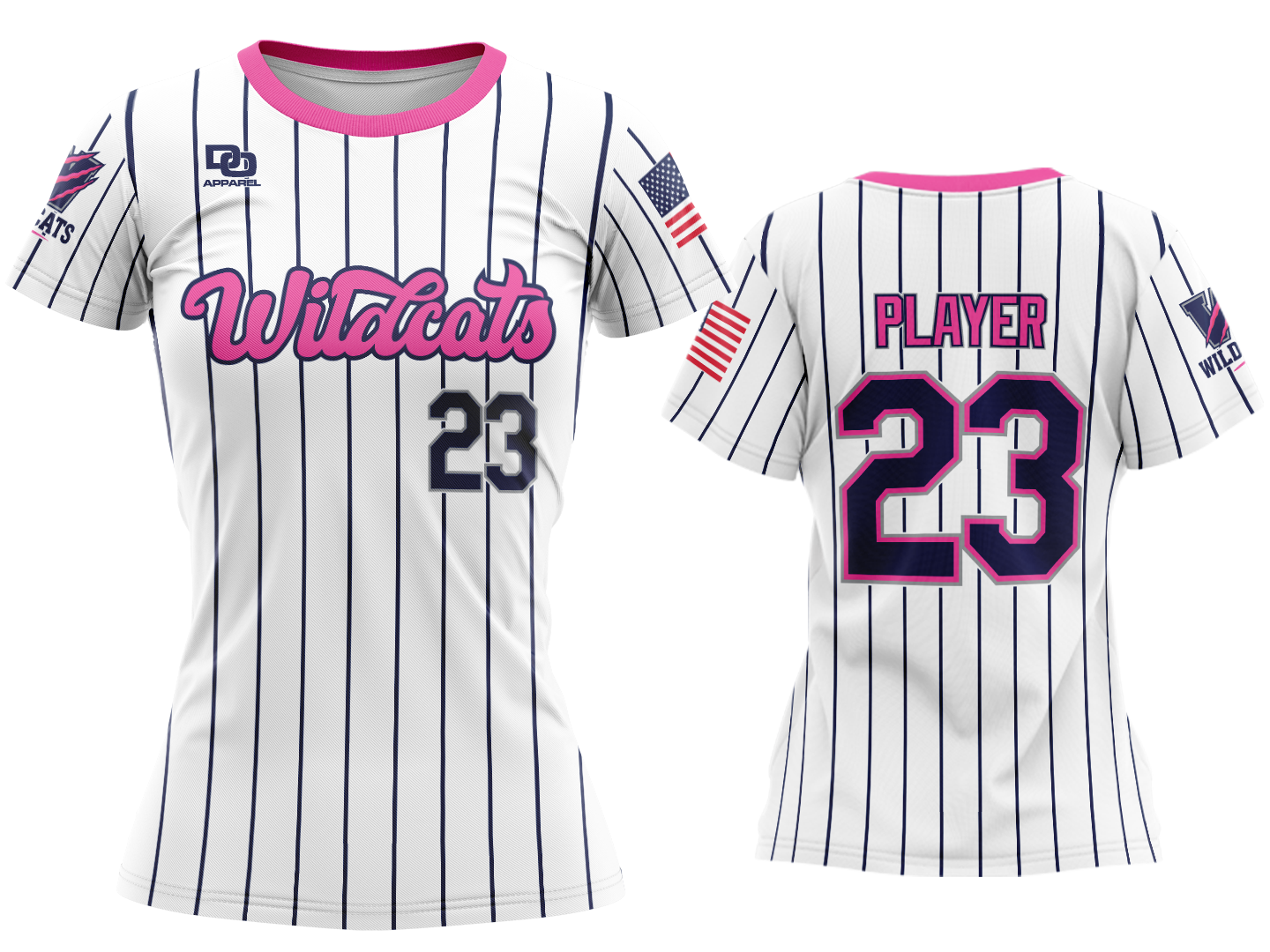 Custom Womens Crew Jersey - White Pinstripe