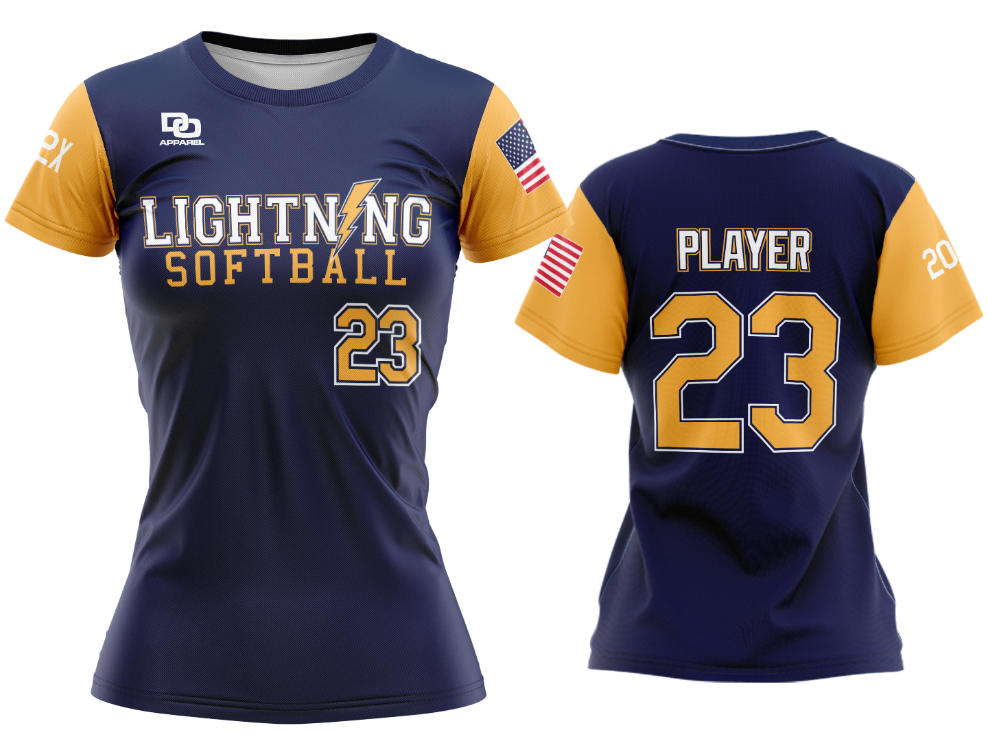 Custom Womens Crew Jersey - TN Navy/Gold