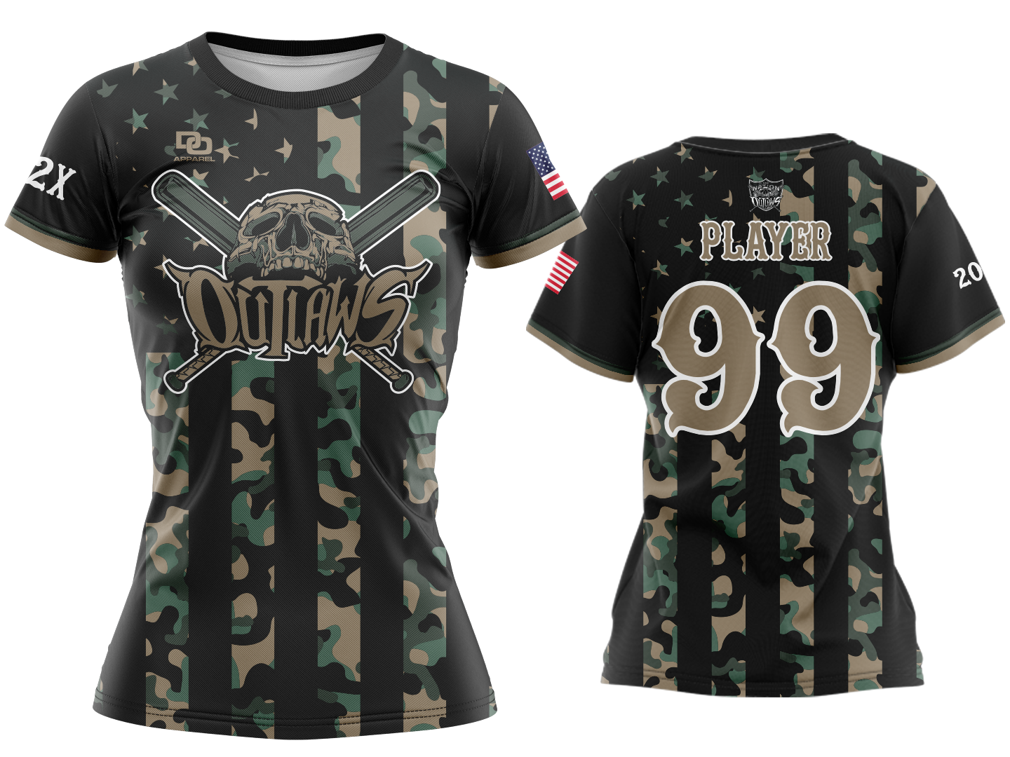 Custom Womens Crew Jersey - Camo Alt
