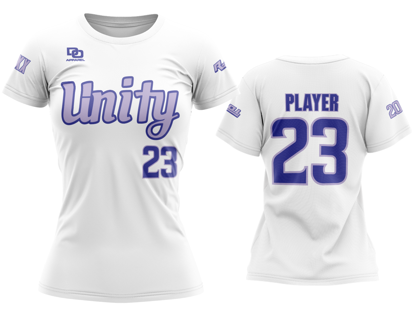 Custom Womens V-Neck Jersey - White/Lavender ROI