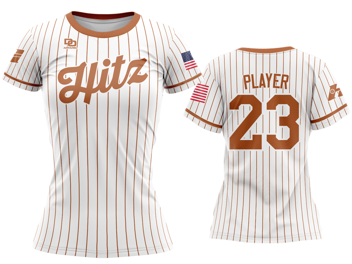Custom Womens Crew Jersey - White Pinstripe
