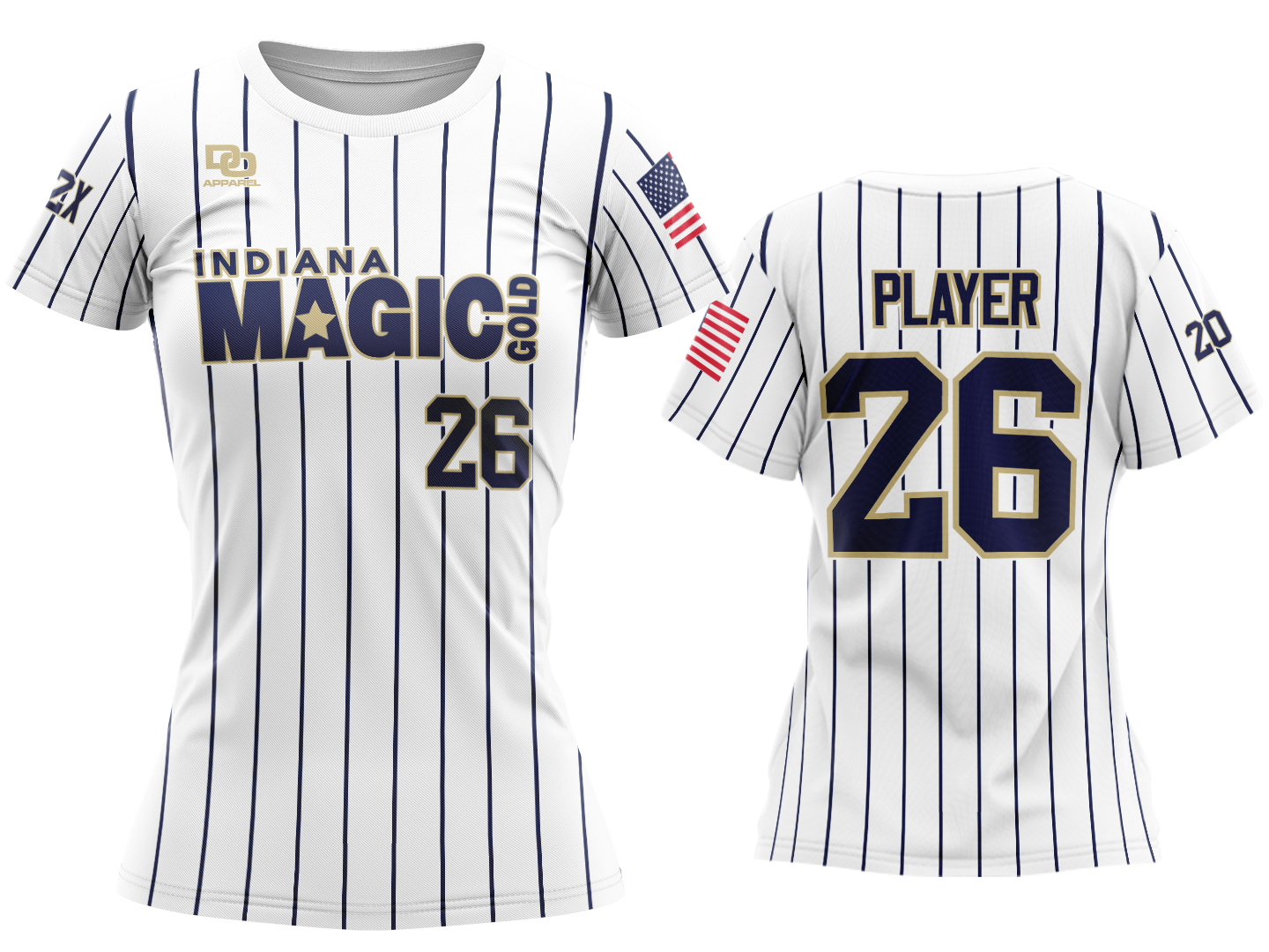 Custom Womens Crew Jersey - White Pinstripe