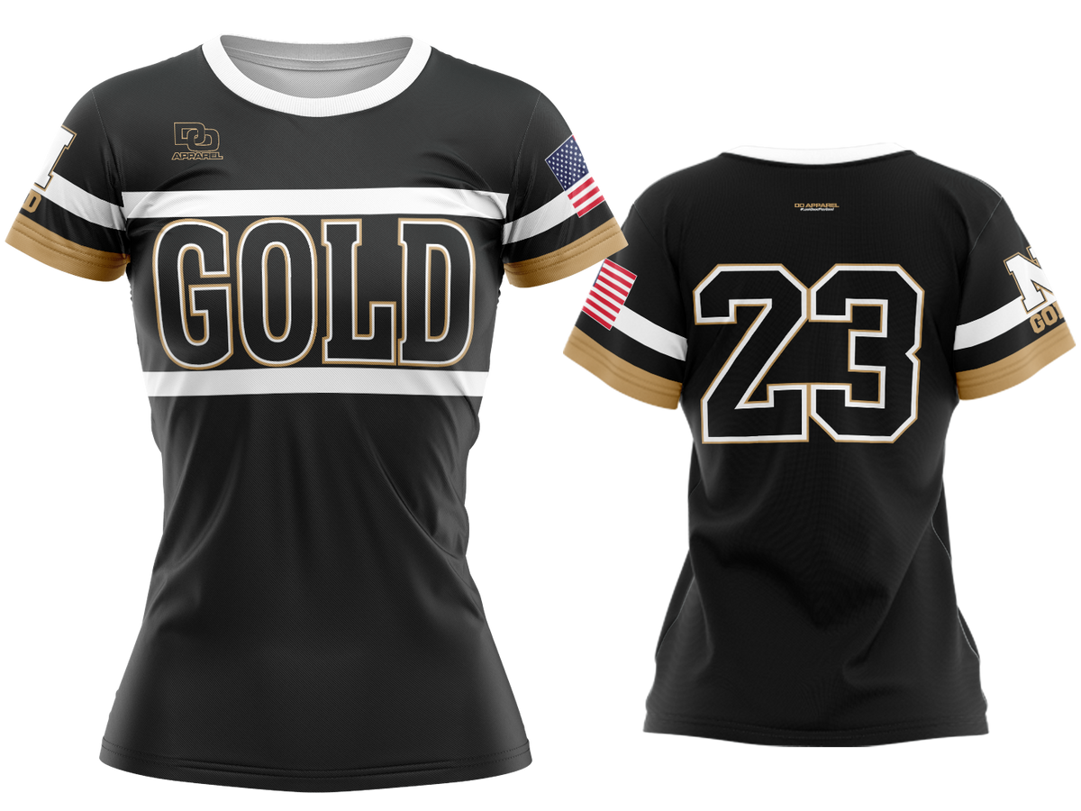 Custom Womens Crew Jersey - Black Chi Gold