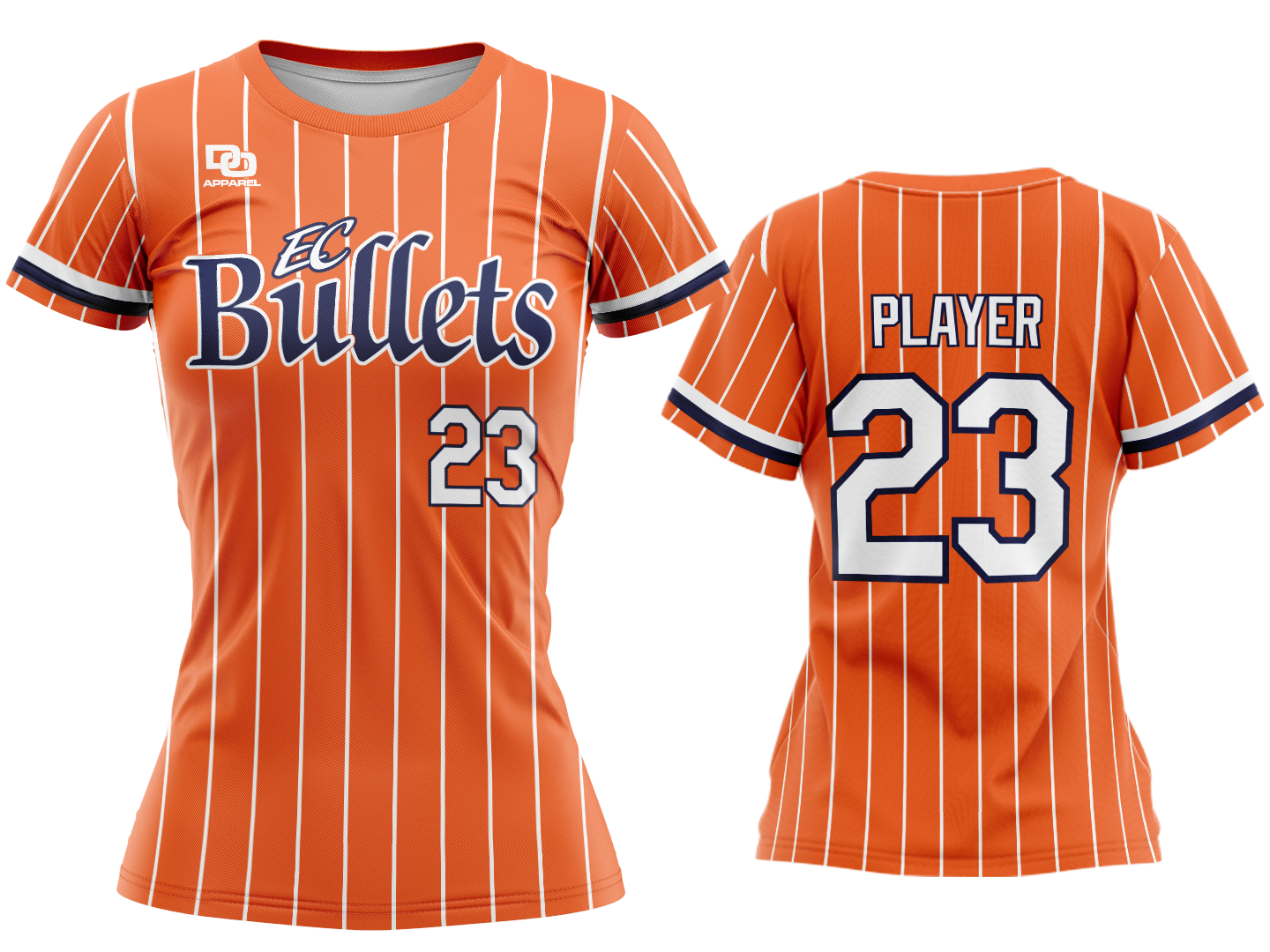 Custom Womens Crew Jersey - Orange Pinstripe