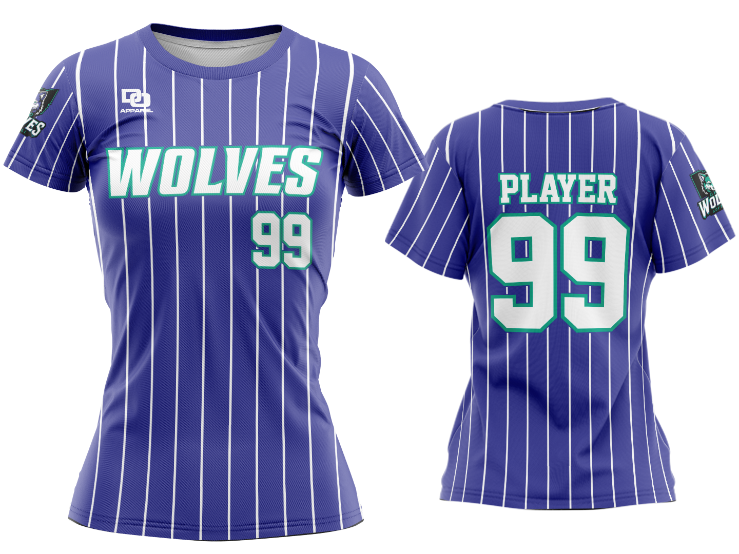 Custom Womens Crew Jersey - Purple Pinstripe