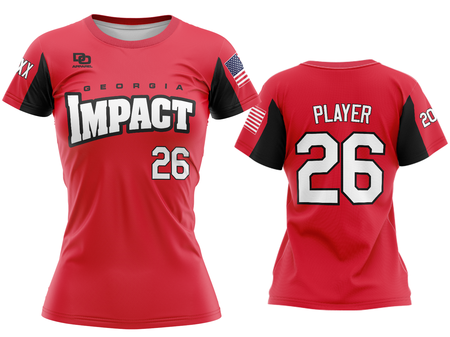 Custom Womens Crew Jersey - Red GA