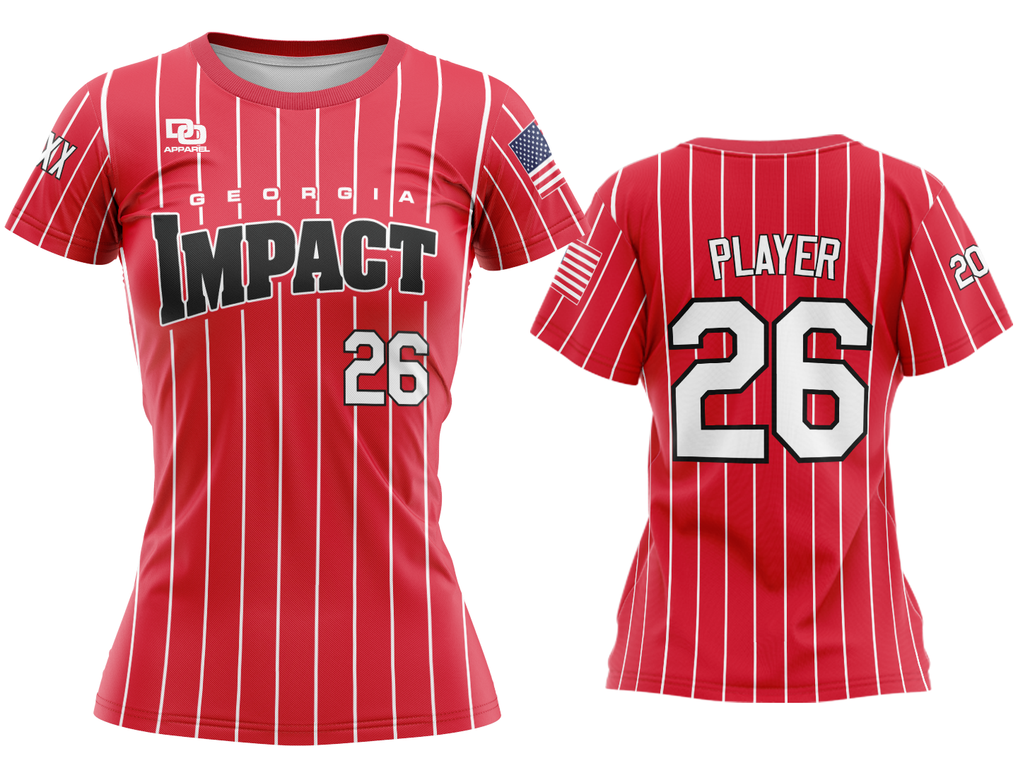 Custom Womens Crew Jersey - Red Pinny