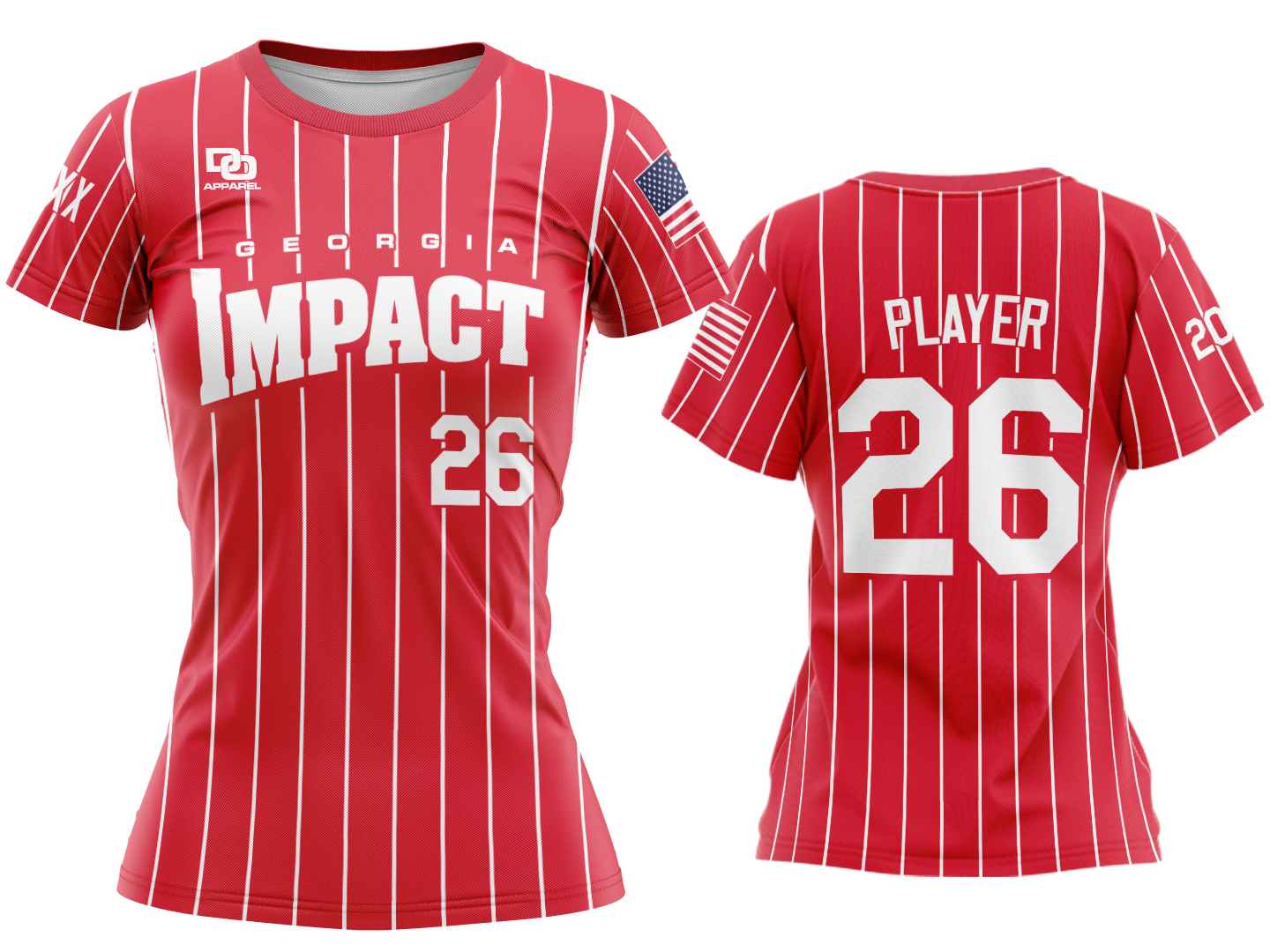 Custom Womens Crew Jersey - Red/White Pinny