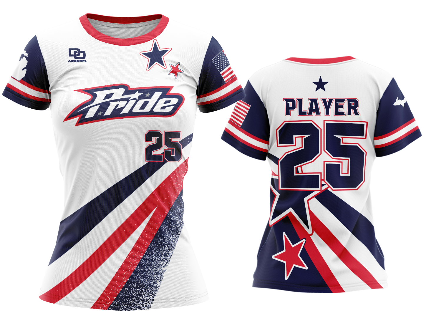 Custom Womens Crew Jersey - White Stars