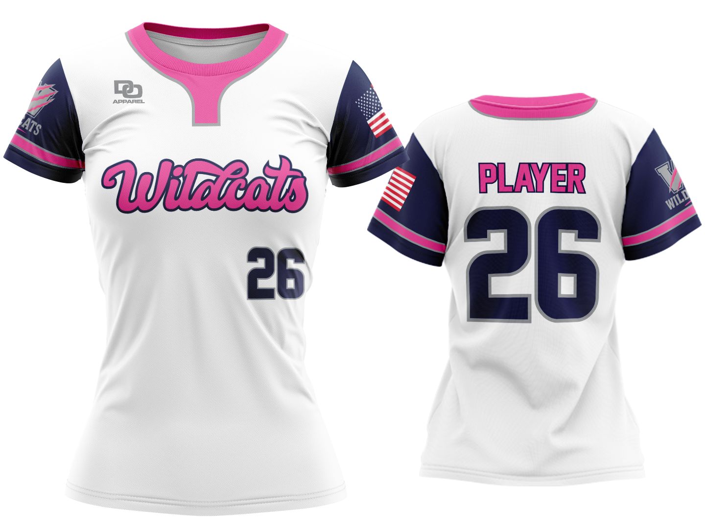 Custom Womens Crew Jersey - White/Navy