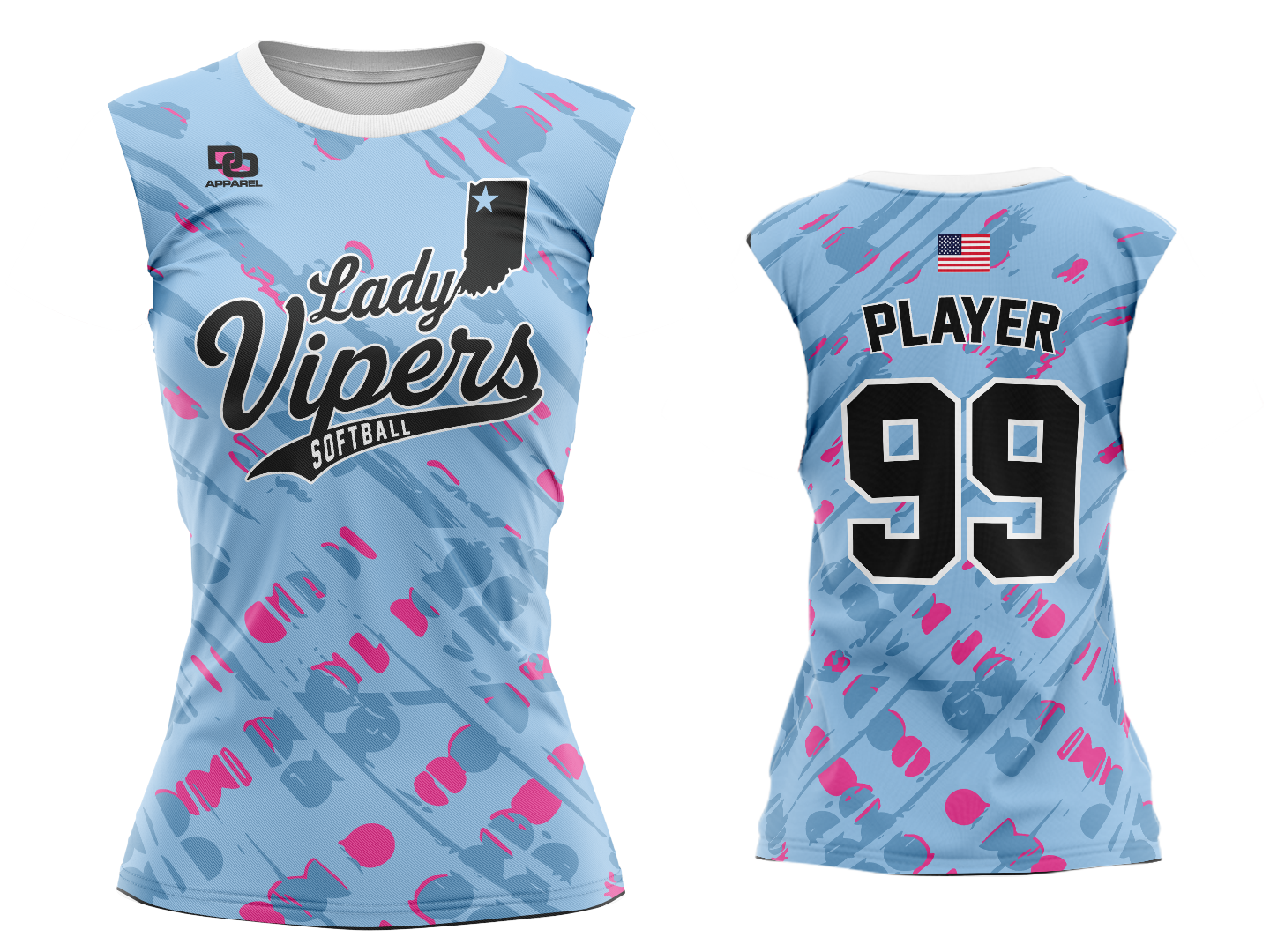 Custom Womens Sleeveless Crew Jersey - Columbia Splatter