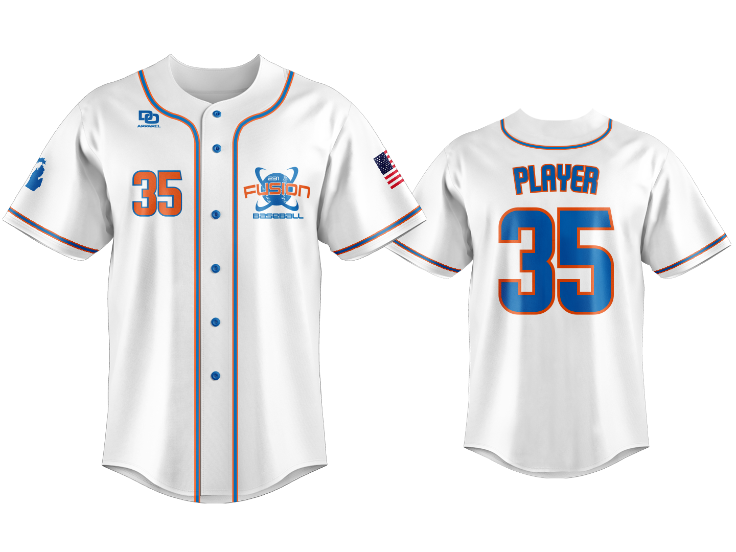 Custom Button Up Jersey - White