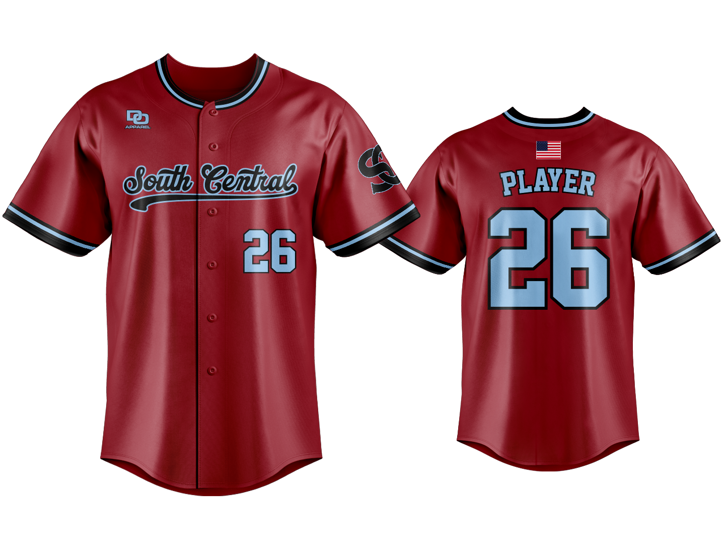 Custom Button Up Jersey - Cardinal