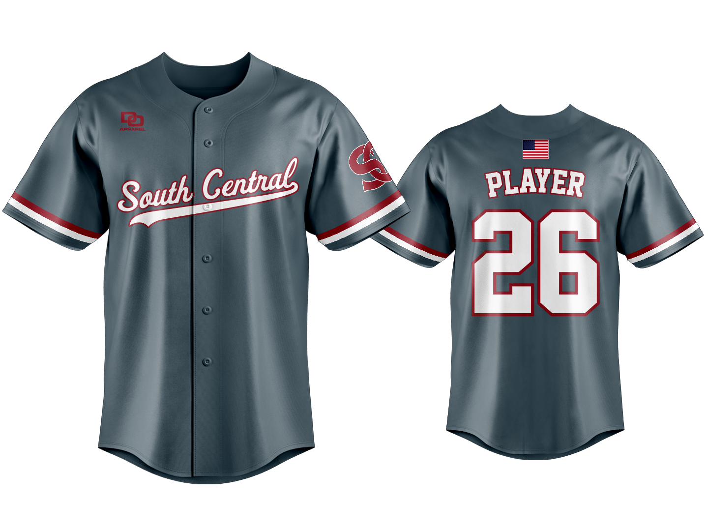Custom Button Up Jersey - Charcoal