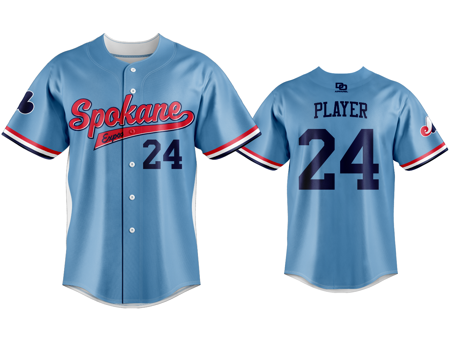 Custom Button Up Jersey - College Blue