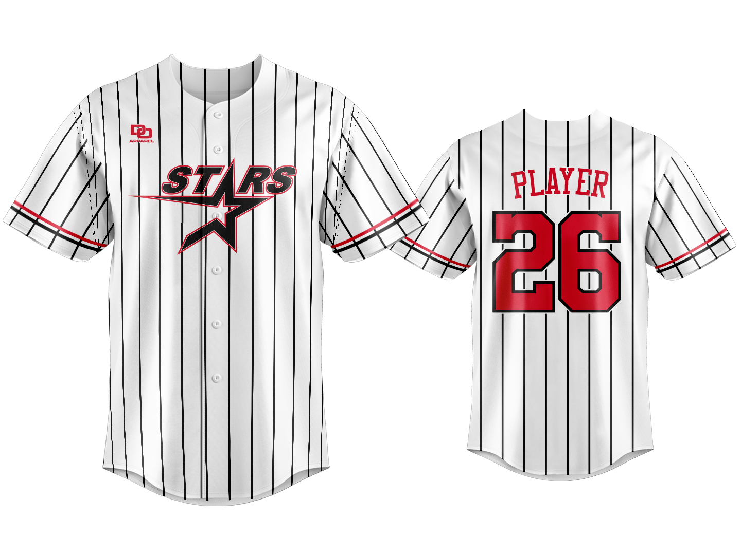 Custom Button Up Jersey - White Pinstripe
