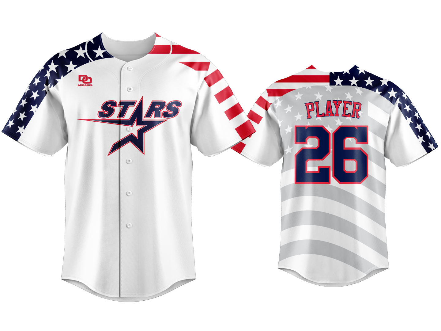 Custom Button Up Jersey - USA White