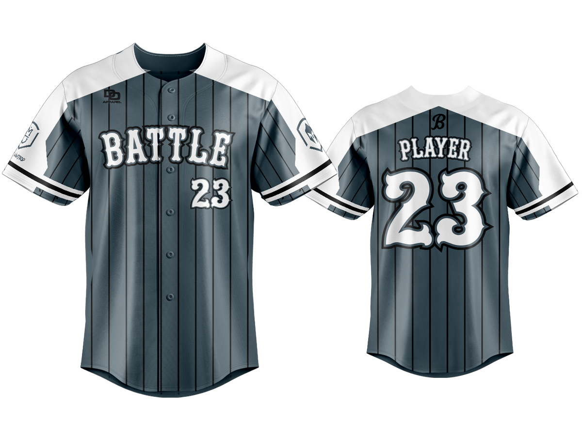 Custom Button Up Jersey - Charcoal Pinstripe