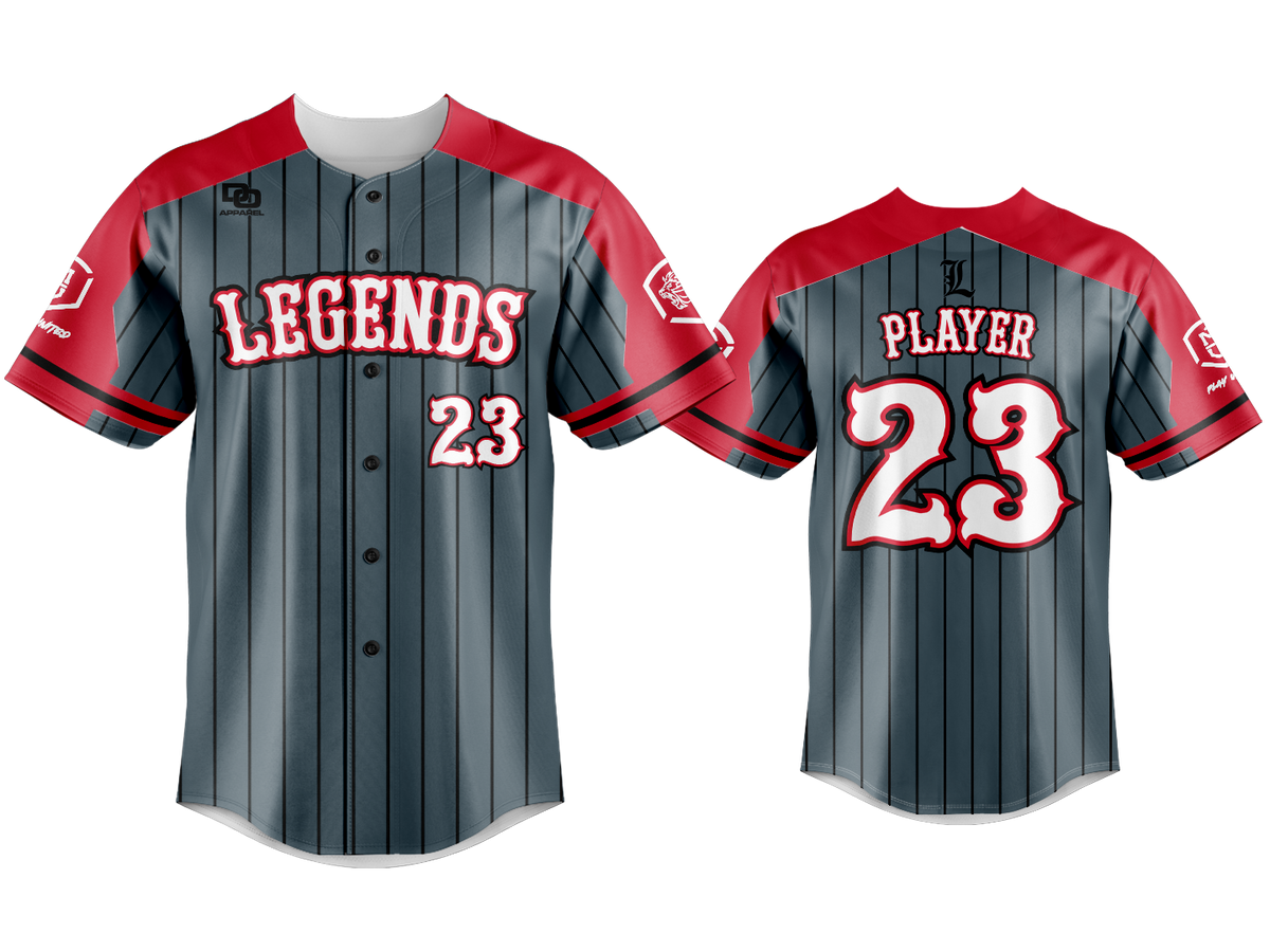 Custom Button Up Jersey - Charcoal Pinstripe