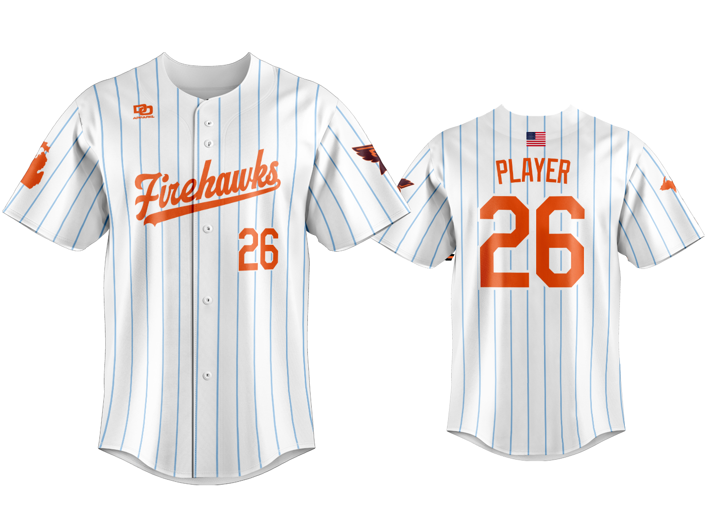 Custom Button Up Jersey - White Pinstripe