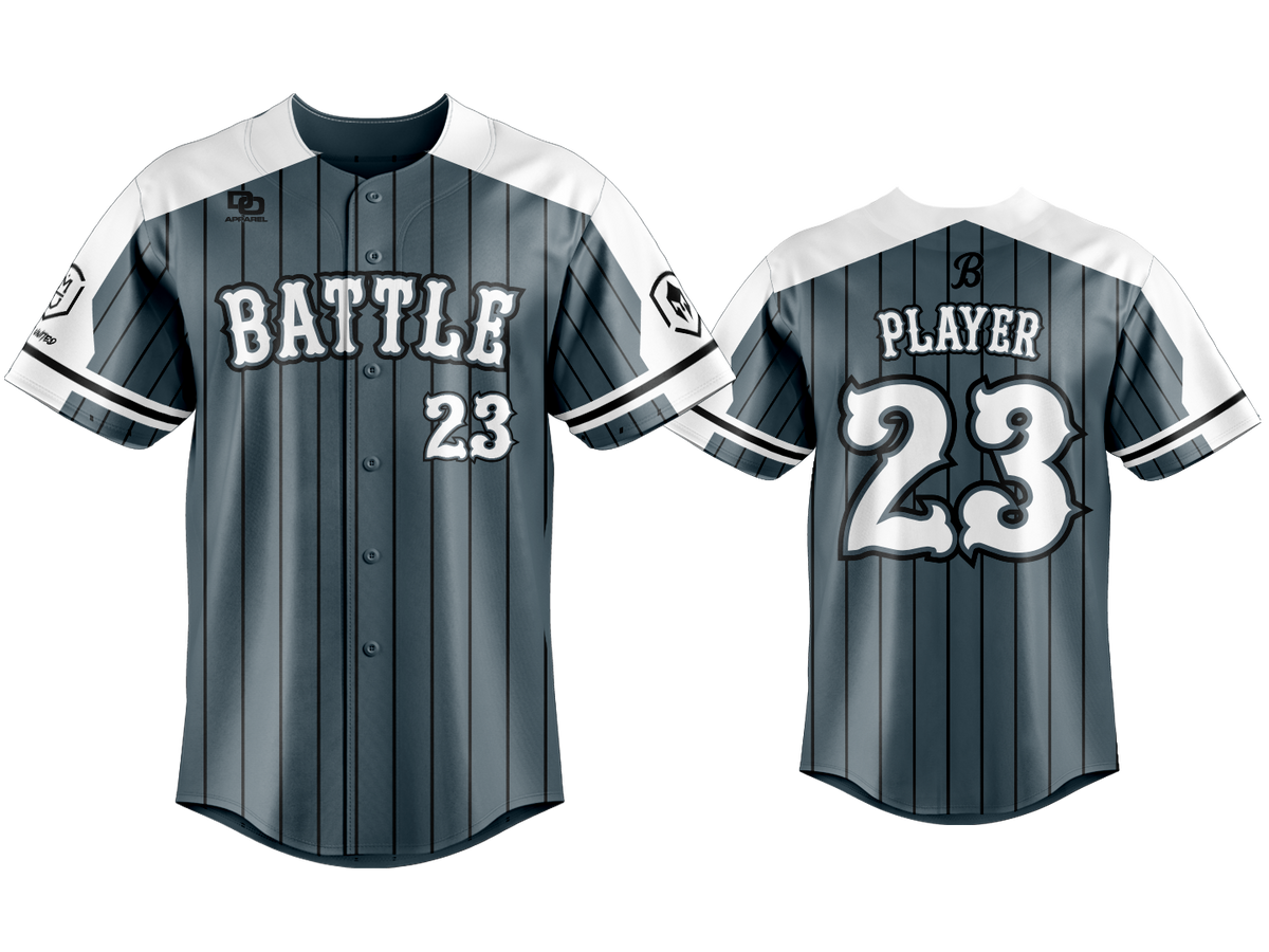 Custom Button Up Jersey - Charcoal Pinstripe