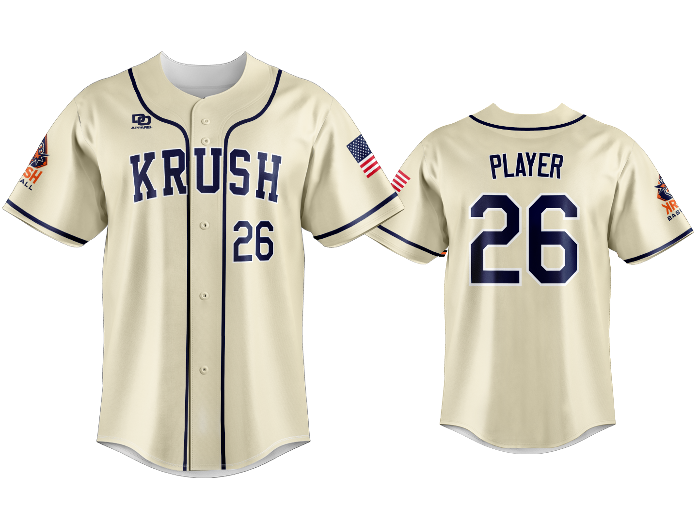 Custom Full Button Jersey - Cream