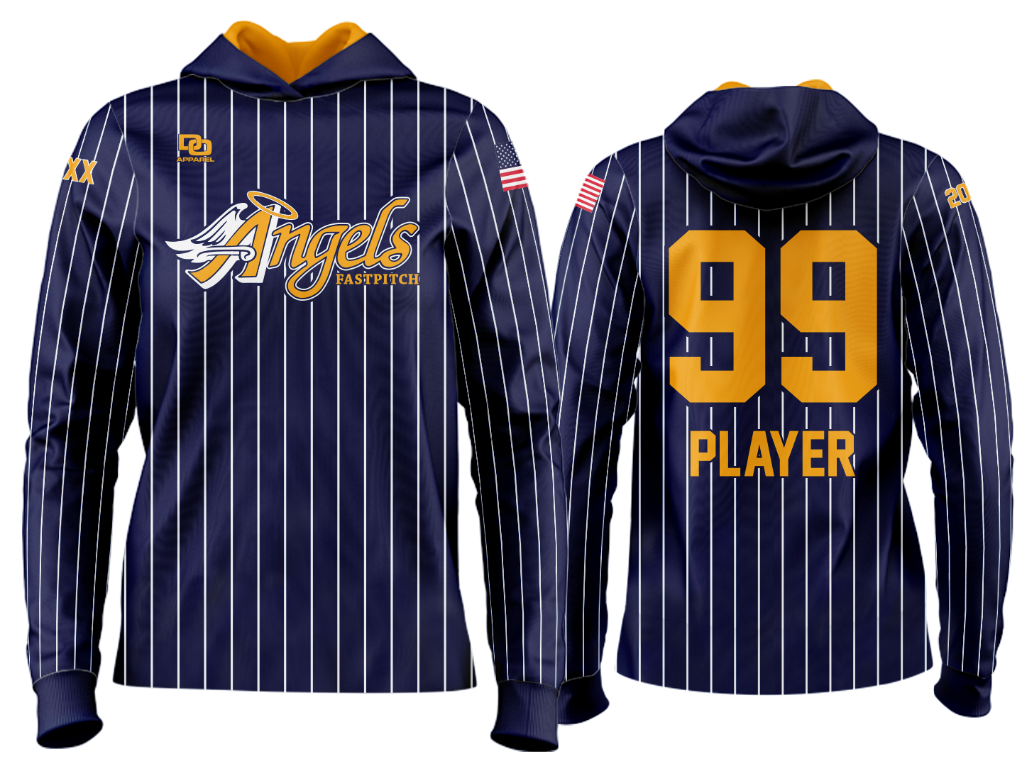 Custom Team Hoodie - Navy Pinstripe