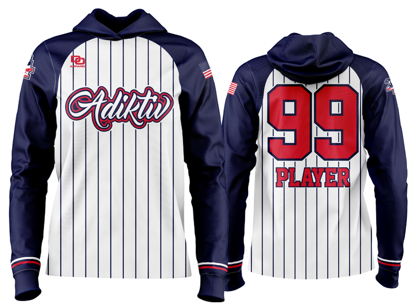 Custom Team Hoodie - White Pinstripe