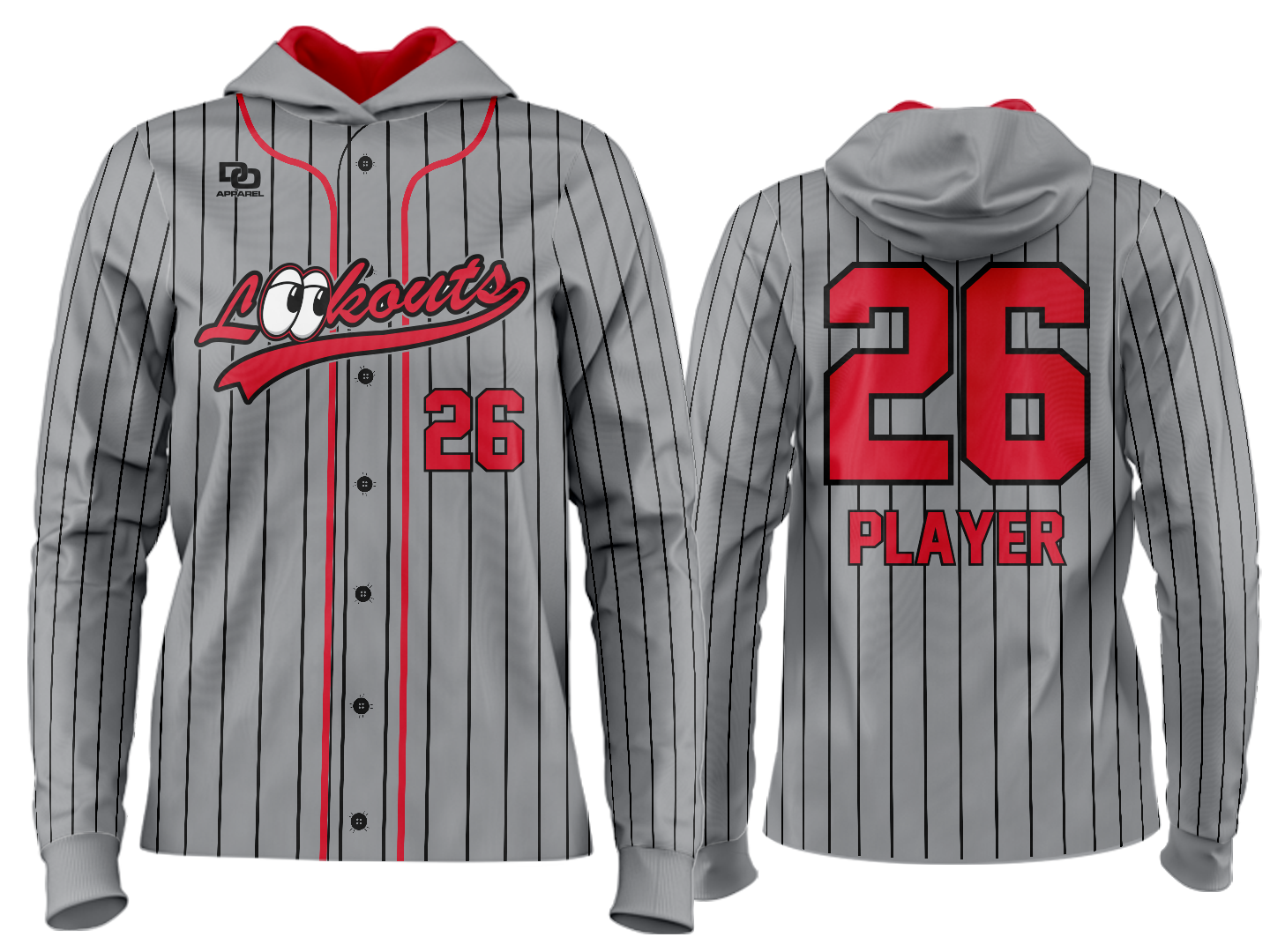 Custom Team Hoodie - Charcoal Pinstripe